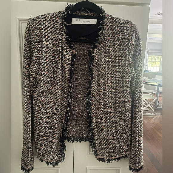 IRO Women's Multicolor Tweed Blazer size 38 size 4 black white pink - Picture 1 of 6